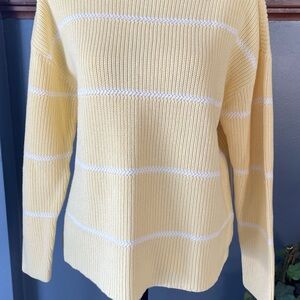 Talbots 100% Pima Cotton Yellow and White Stripe Sweater in L